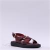 Wonders Horizon Toepost Cross Sandal - Dark Burgundy Leather